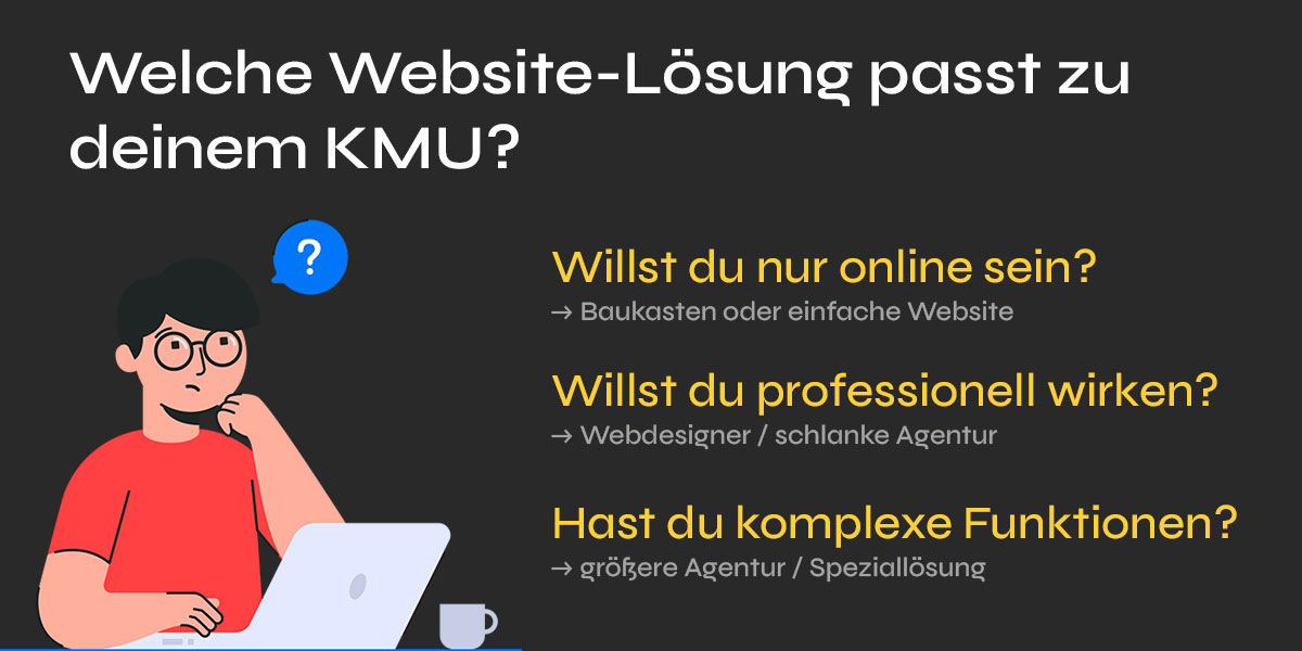 Entscheidungshilfe für KMUs zwischen Baukasten, Webdesigner und Agentur