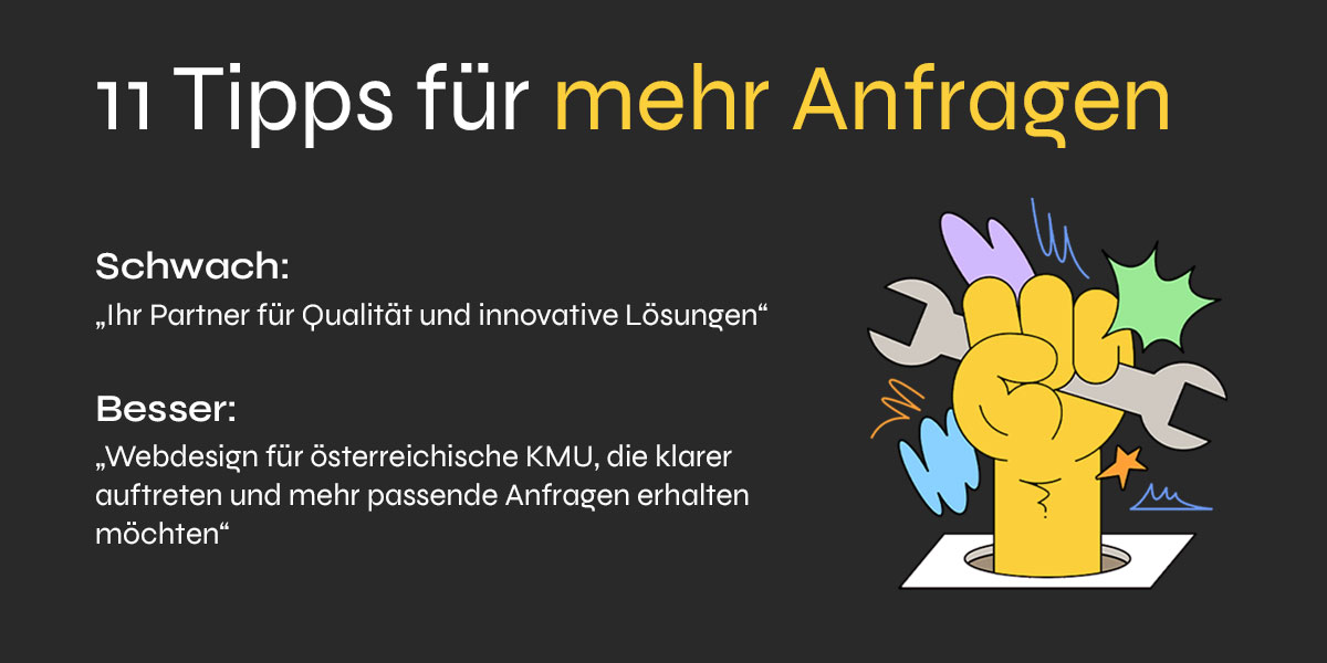 Grafik zeigt vorher/nachher bei textlichen und technischen Anpassungen auf der Website um mehr Anfragen zu generieren.