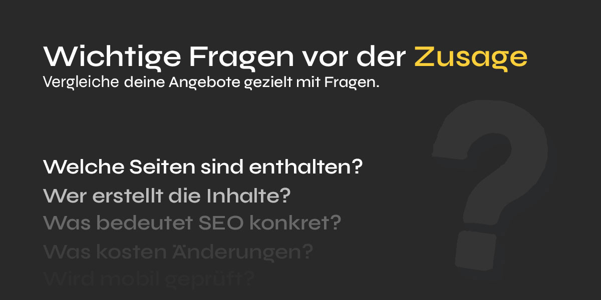 Wichtige Fragen bei Website-Angeboten